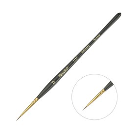Кисть Колонок круглая укороченная Roubloff серия 111F № 1,5, ручка короткая фигурная чёрная матовая, жёлтая обойма