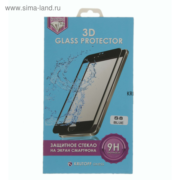 Стекло защитное 3D Krutoff Group для Samsung Galaxy S8 blue - Фото 1