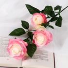 Цветы искусственные "Роза Жанна" 10х61 см, бело-розовый - фото 318021892