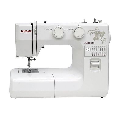 Швейная машина Janome Juno 513, 85 Вт, 15 операций, полуавтомат, белая