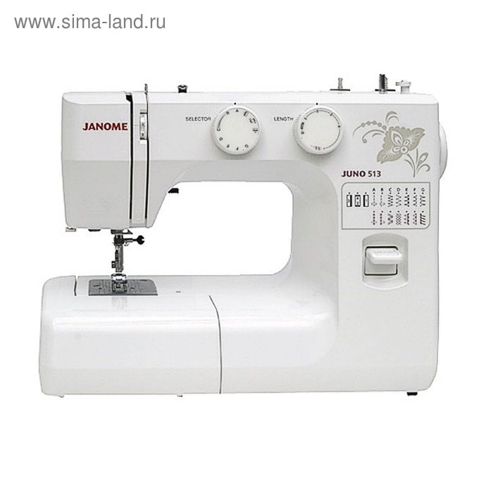 Швейная машина Janome Juno 513, 85 Вт, 15 операций, полуавтомат, белая