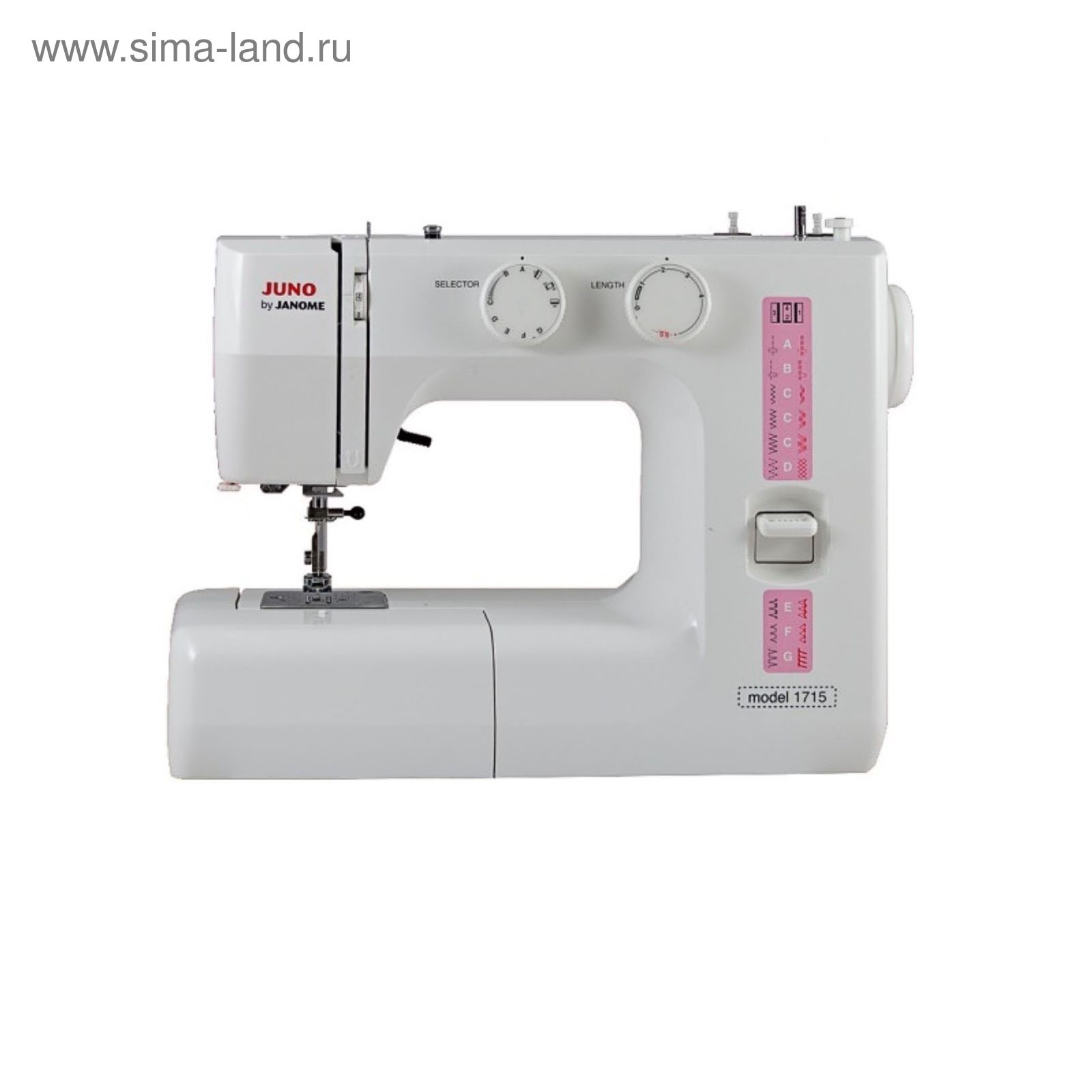 Швейная машина Janome Juno 1715, 13 операций, качающийся челнок, белая  (2587381) - Купить по цене от 10 914.00 руб. | Интернет магазин SIMA-LAND.RU