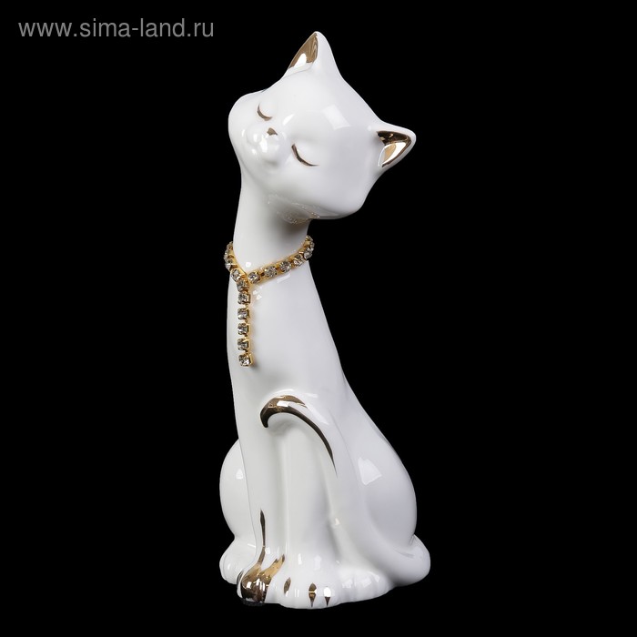 Сувенир керамика "Белая кошечка" стразы 13,5х4,7х5,8 см - Фото 1