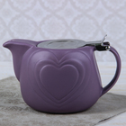 Чайник заварочный 700 мл "Сердца", с ситом, цвет сиреневый - Фото 1