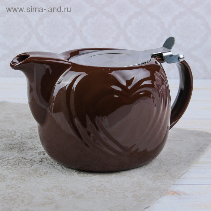 Чайник заварочный 700 мл "Сердца", с ситом, цвет коричневый - Фото 1