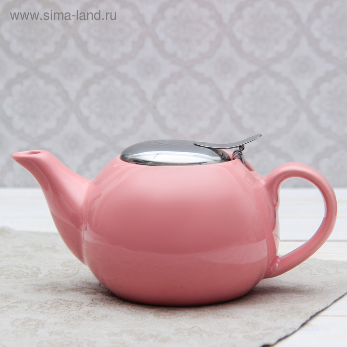 Чайник заварочный 600 мл "Солнце", с ситом, цвет розовый - Фото 1