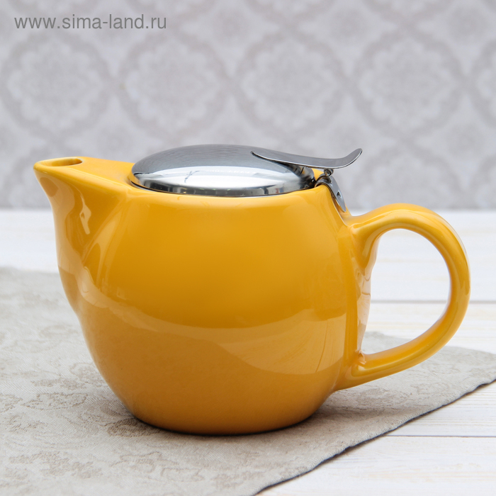Чайник заварочный 500 мл "Глянец", с ситом, цвет желтый - Фото 1