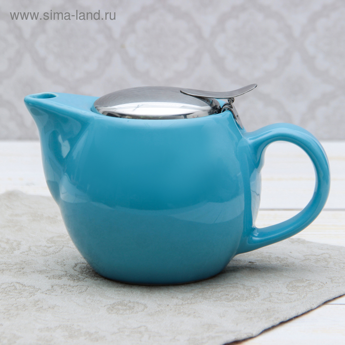 Чайник заварочный 500 мл "Глянец", с ситом, цвет голубой - Фото 1