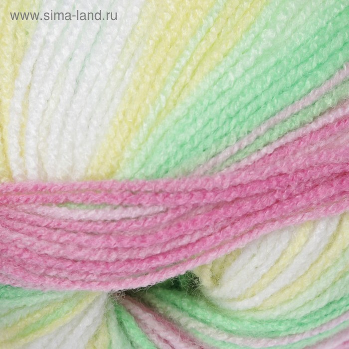 Пряжа "Sekerim  batik" 100% акрил 320м/100гр (3067 фукс-зелен-желт-бел)