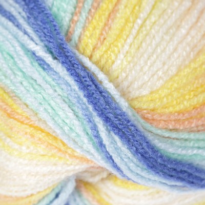 Пряжа "Sekerim  batik" 100% акрил 320м/100гр (6539 желтый-голубой-бирюзовый)
