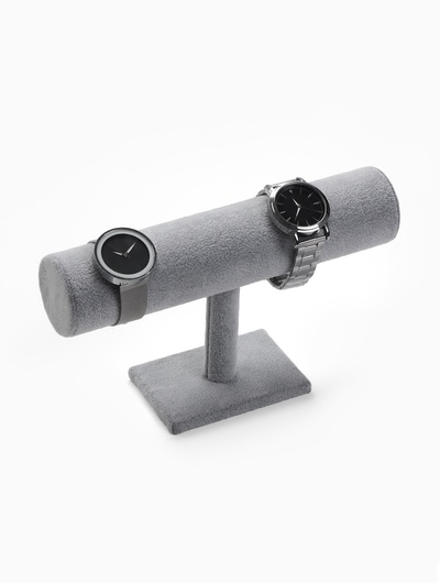 Подставка для часов, браслетов и цепочек «QF. Флок», d=5 см, 23.5×7×14 см, серая