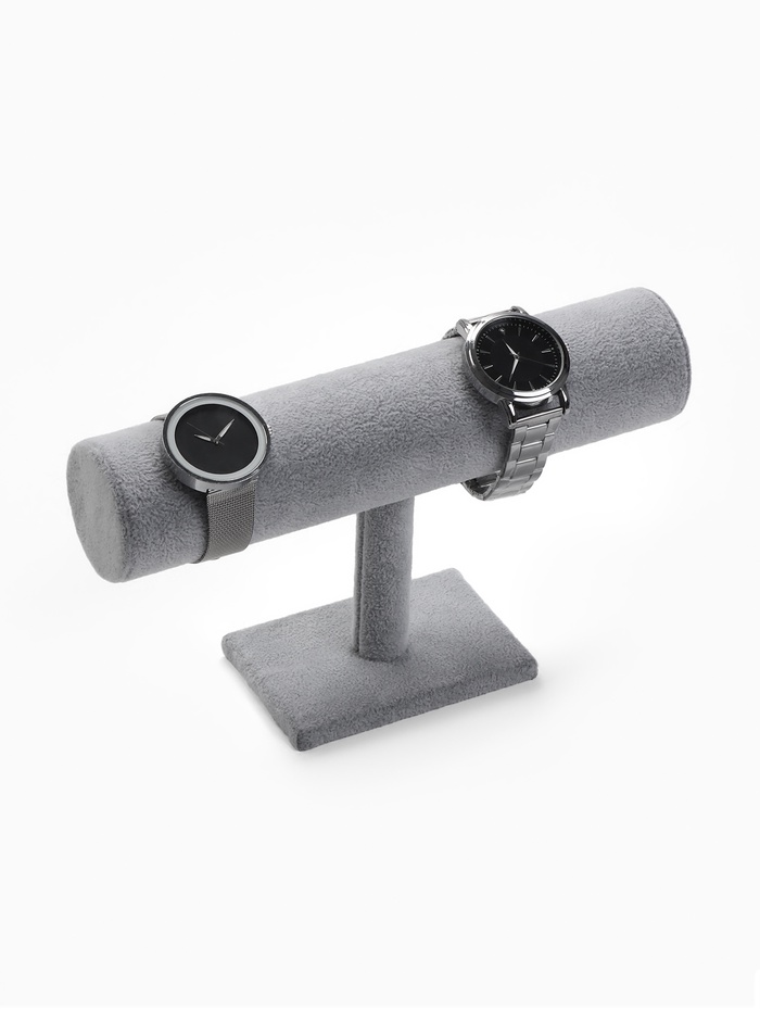 Подставка для часов, браслетов и цепочек «QF. Флок», d=5 см, 23.5×7×14 см, серая - Фото 1