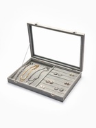 Шкатулка для украшений 10 крючков и 8 полос, 35×24×5, стеклянная крышка, серая - Фото 2