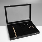 Шкатулка для украшений 10 крючков и 8 полос, 35×24×5, стеклянная крышка, чёрная - Фото 5