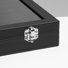 Шкатулка для украшений 10 крючков и 8 полос, 35×24×5, стеклянная крышка, чёрная - Фото 2