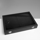 Шкатулка для украшений 10 крючков и 8 полос, 35×24×5, стеклянная крышка, чёрная - Фото 3