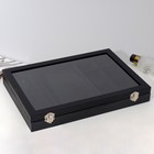 Шкатулка для украшений 4 полосы, 6 крючков, 8 ячеек, стеклянная крышка, чёрная - Фото 3