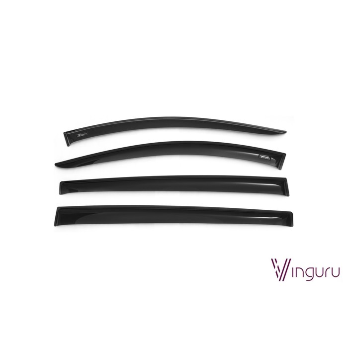 Ветровики Vinguru для Renault Megane III 5d 2009, хэтчбек, накладные, скотч, акрил, 4 шт