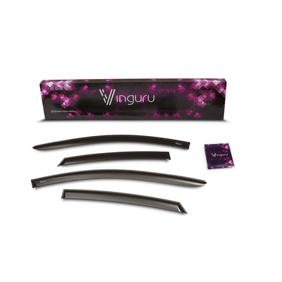 Ветровики Vinguru для Geely Emgrand X7 2013-2016, кросс, накладные, скотч, акрил, 4 шт