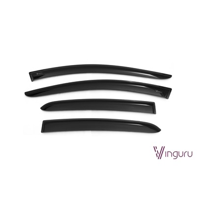 Ветровики Vinguru для Lada Vesta 2015-2016, седан, накладные, скотч, акрил, 4 шт