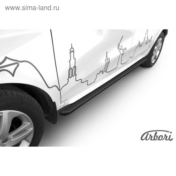 Защита штатных порогов Arbori d57 труба черная Lada XRAY 2016- - Фото 1