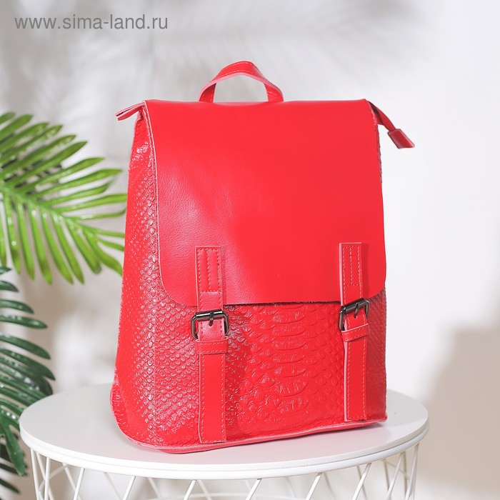 Рюкзак-сумка, отдел на молнии, наружный карман, цвет красный - Фото 1