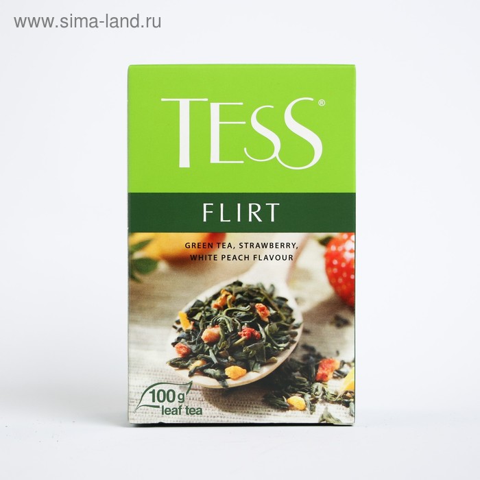 Чай зеленый Tess Flirt, с белым персиком и клубникой, 100 г - Фото 1