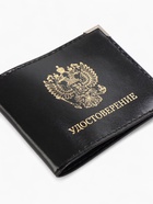 Обложка на удостоверение с окошком, натуральная кожа, чёрная - Фото 3