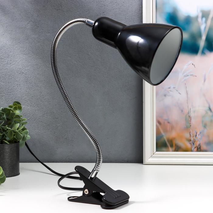 Настольная лампа 1x60W E27 черная (на прищепке) 10,5x10,5x54см - Фото 1