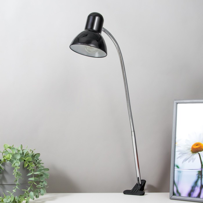 Настольная лампа 1x60W E27 черная (на прищепке) 11x9x70см - Фото 1