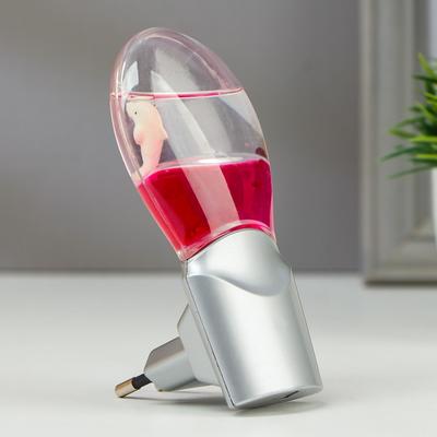 Ночник "Кроха" 0,3W (датчик освещенности) LED серебро/розовый