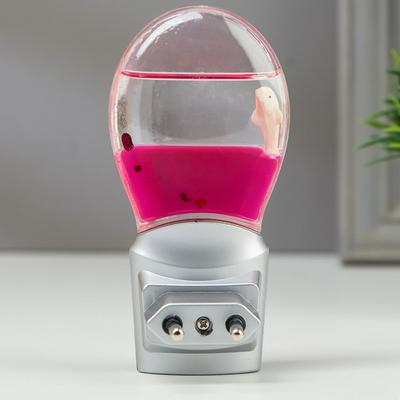 Ночник "Кроха" 0,3W (датчик освещенности) LED серебро/розовый