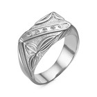 Кольцо «Перстень» мужской с рельефным рисунком, посеребрение с оксидированием, 21 размер - фото 3261330