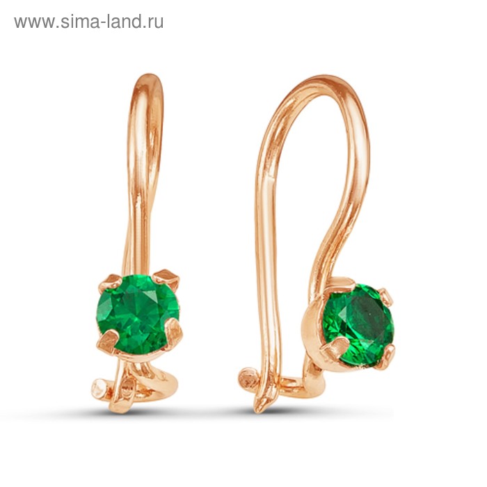 Серьги детские «Крошка», цвет зелёный, позолота - Фото 1