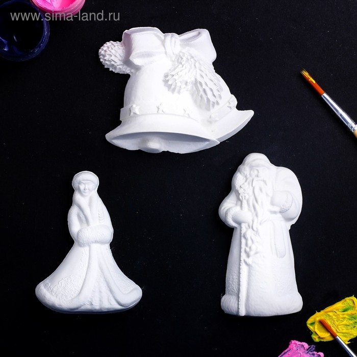 Набор для раскраски с подвесом «Новогодний со снегурочкой» 12×8 см 3 шт. - Фото 1