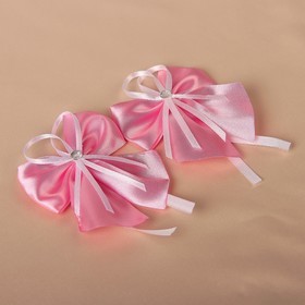 Бант-бабочка свадебный для декора, атласный, 2 шт, розовый