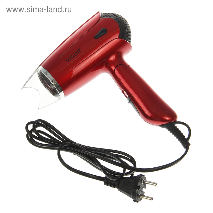 Фен Vigor HX-8070, 1600 Вт, 2 скорости, складная ручка, красный - Фото 1