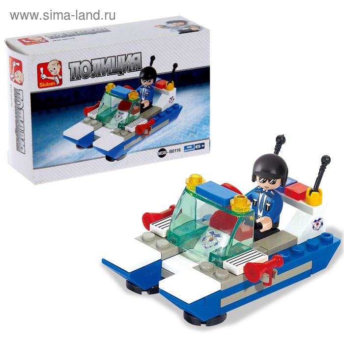 Конструктор «Полицейский катер», 45 деталей - Фото 1