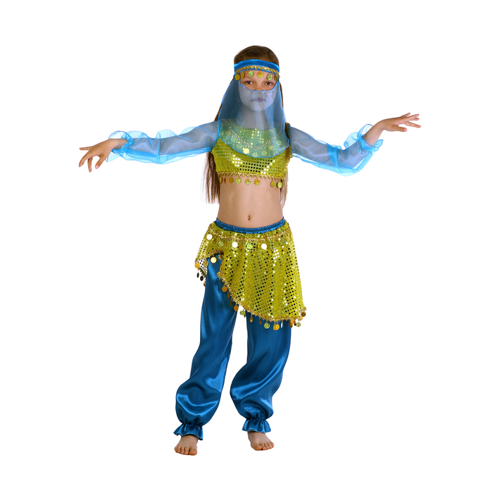 Карнавальный костюм "Алсу. Морская волна", повязка, топ с рукавами, штаны, р-р 30, рост 110-116 см - фото 1905435463