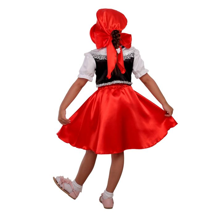 Карнавальный костюм «Красная Шапочка», блузка, юбка, шапка, р. 34, рост 134 см - фото 1927346118