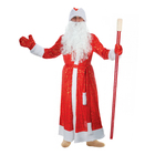 Карнавальный костюм Деда Мороза "Золотые снежинки", шуба, пояс, шапка, варежки, борода, р-р 48-50, рост 176-182 см, мех МИКС - Фото 1