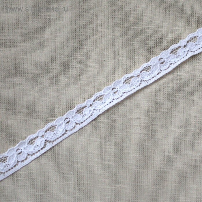 Кружево эластичное, ширина 1,3 см, 10 м, цвет белый - Фото 1