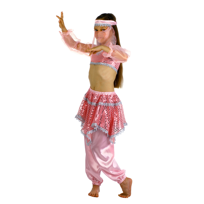 Карнавальный костюм «Ясмин», цвет розовый, р. 30, рост 110-116 см - фото 1905435498