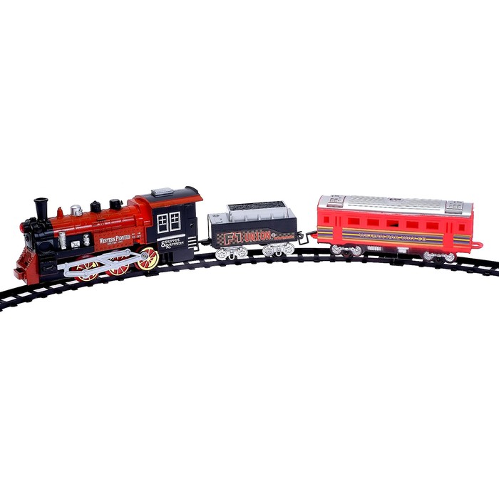Железная дорога «Классический поезд», свет и звук, с дымом, работает от батареек, цвета МИКС - фото 1875903603
