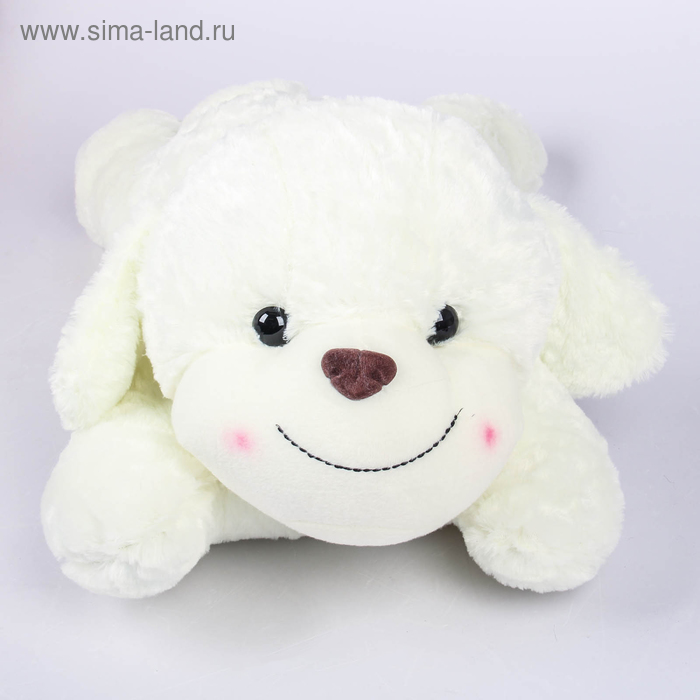 Мягкая игрушка  "Собака " белая с бантом. (лежит) 60 см. 938/690 - Фото 1