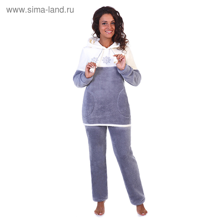 Комплект женский (толстовка, брюки) Грета цвет серый, р-р 52 - Фото 1