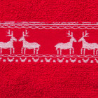 Полотенце Reindeer 30х50 см, жаккардовый бордюр, красный, 390гр/м2, хлопок 100% - Фото 2