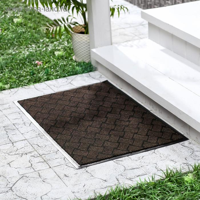 Коврик придверный влаговпитывающий «Крафт», 80×120 см, коричневый - Фото 1