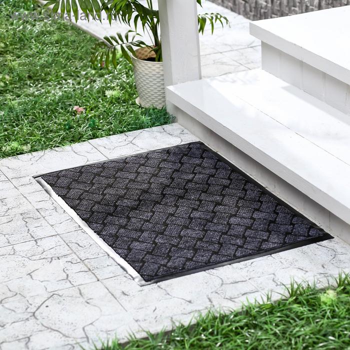 Коврик придверный влаговпитывающий «Крафт», 80×120 см, серый - Фото 1