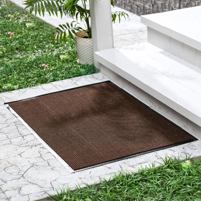 Коврик придверный влаговпитывающий, ребристый, «Комфорт», 50×80 см, коричневый - Фото 1